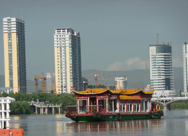 summer boat trip along Songhua River